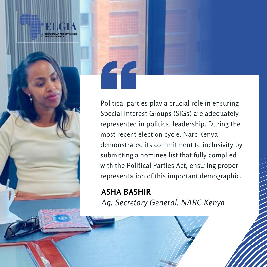 ELGIA Key Informant Interview with Asha Bashir, the Acting Secretary General of Narc Kenya